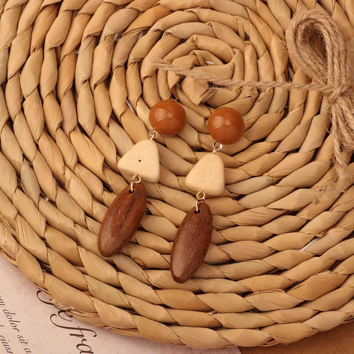 NEW VINTAGE SIMIAN GRASS VINE WOVEN EARRINGS_CWAJE4011