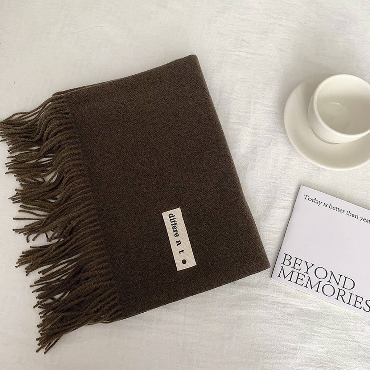 Colorblock Tassel Scarf - Thick Wrap for Students