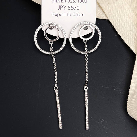 HOLLOW GEOMETRIC RING TASSEL EARRINGS