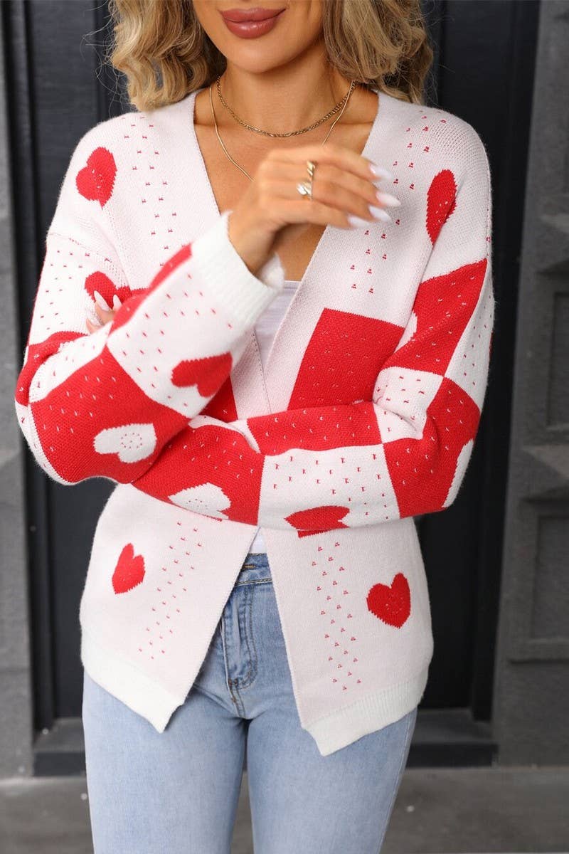 CWOCAL00799_VALENTINE HEART V NECK KNIT CARDIGAN