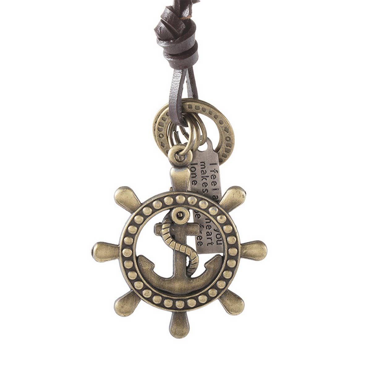 ADJUSTABLE VINTAGE RUDDER COWHIDE NECKLACE_CWMM4600