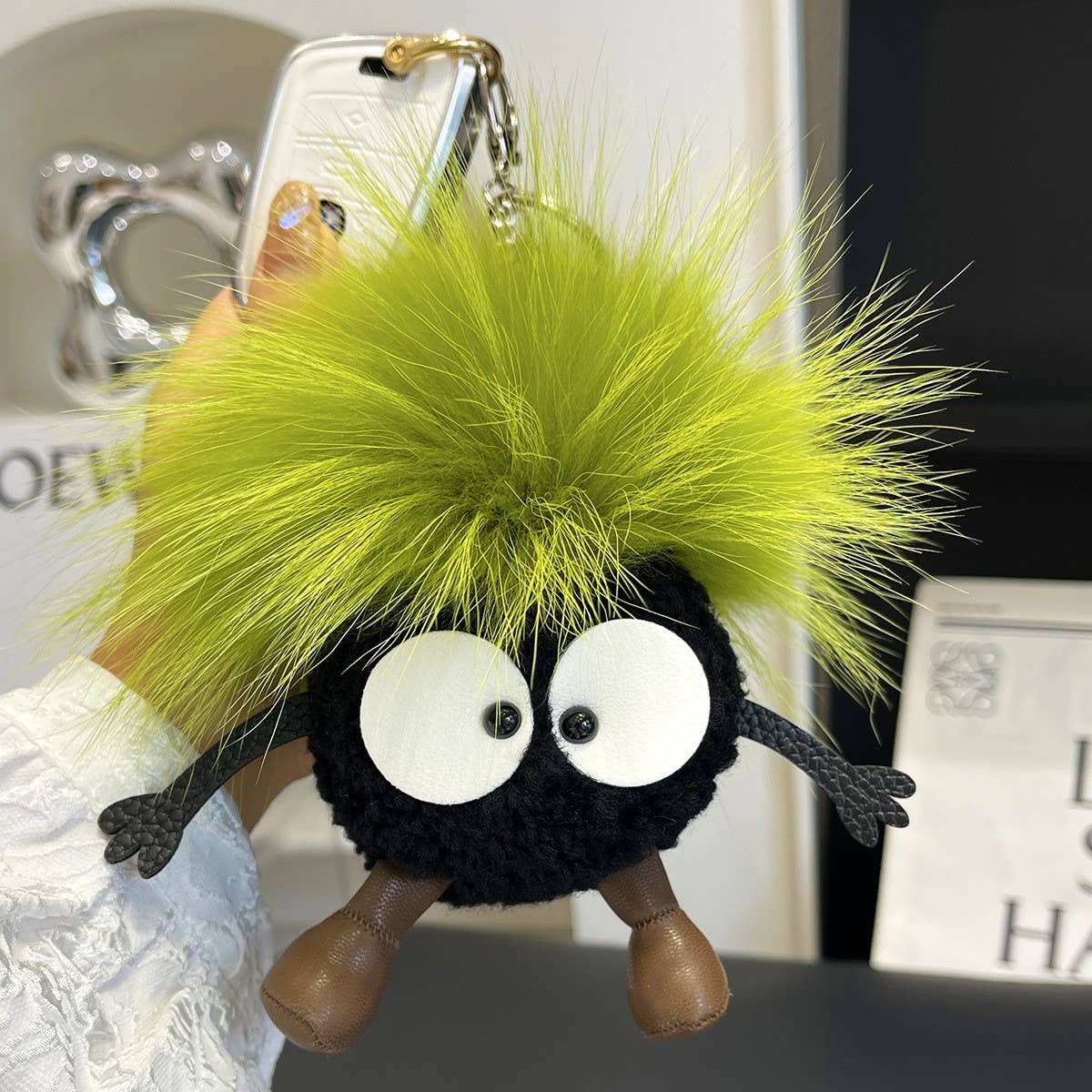 CUTE WOOL BRIQUETTES CAR KEYCHAIN BAG PENDANT