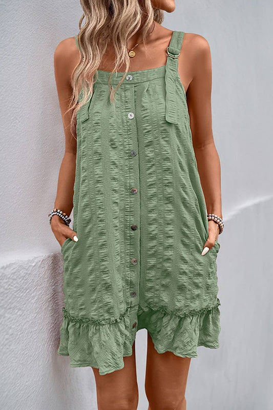 CWDSD8294_SOLID TEXTURED RUCHED RUFFLE HEM DRESS