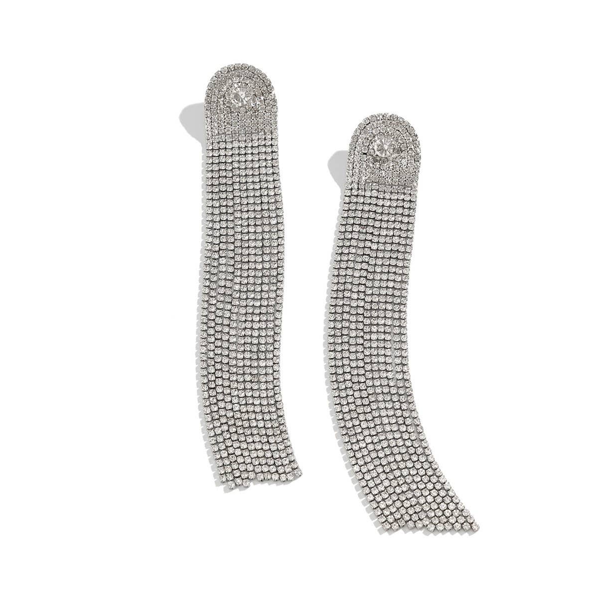 FRENCH STYLE TASSEL RHINESTONE EARRINGS