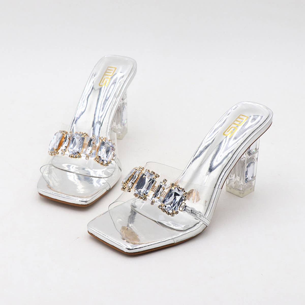 RHINESTONE SEXY THICK HEEL HIGH HEEL SANDALS