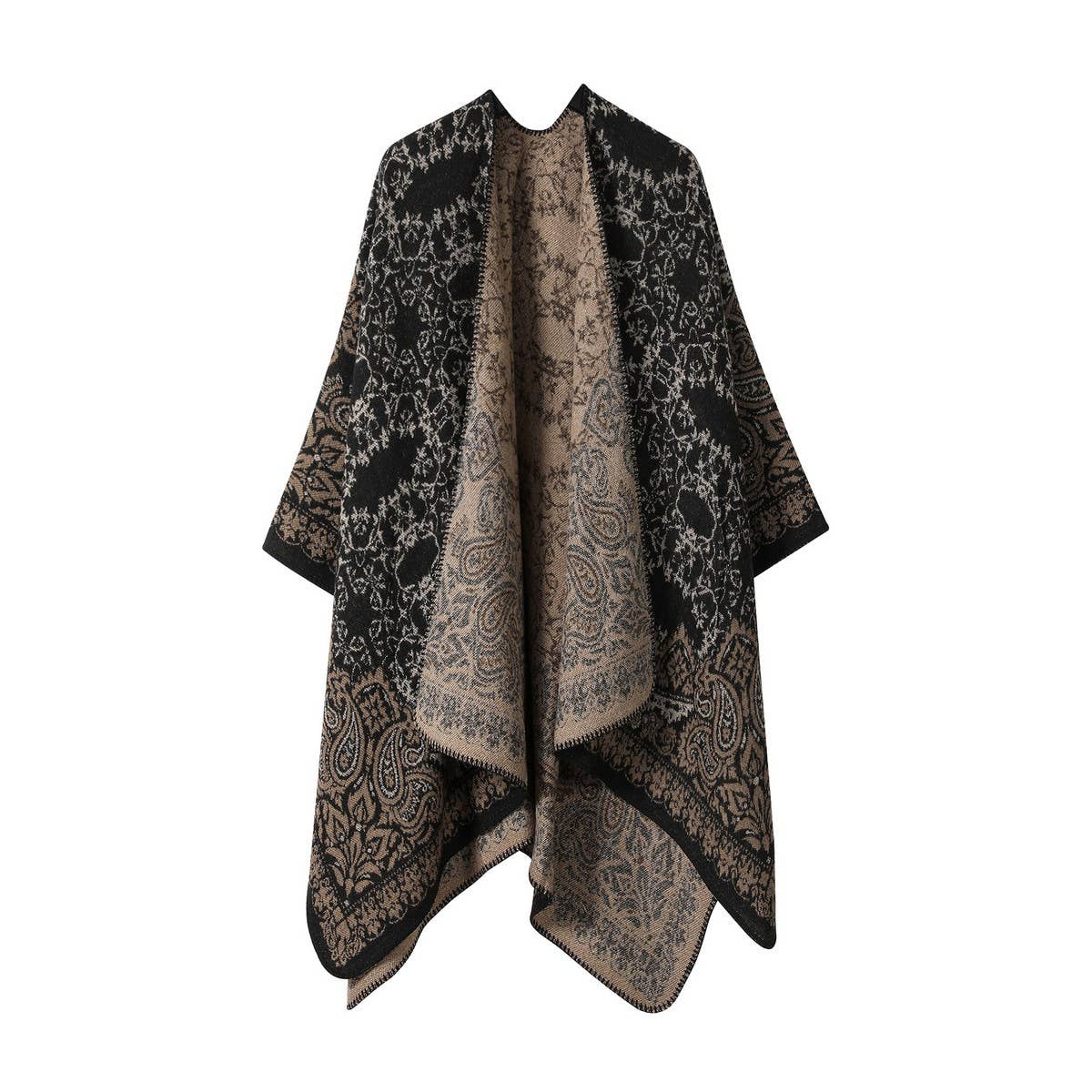 CAPE DARK DOUBLE-SIDED WARM OUTER WEAR THICK SHAWL_CWASC2118