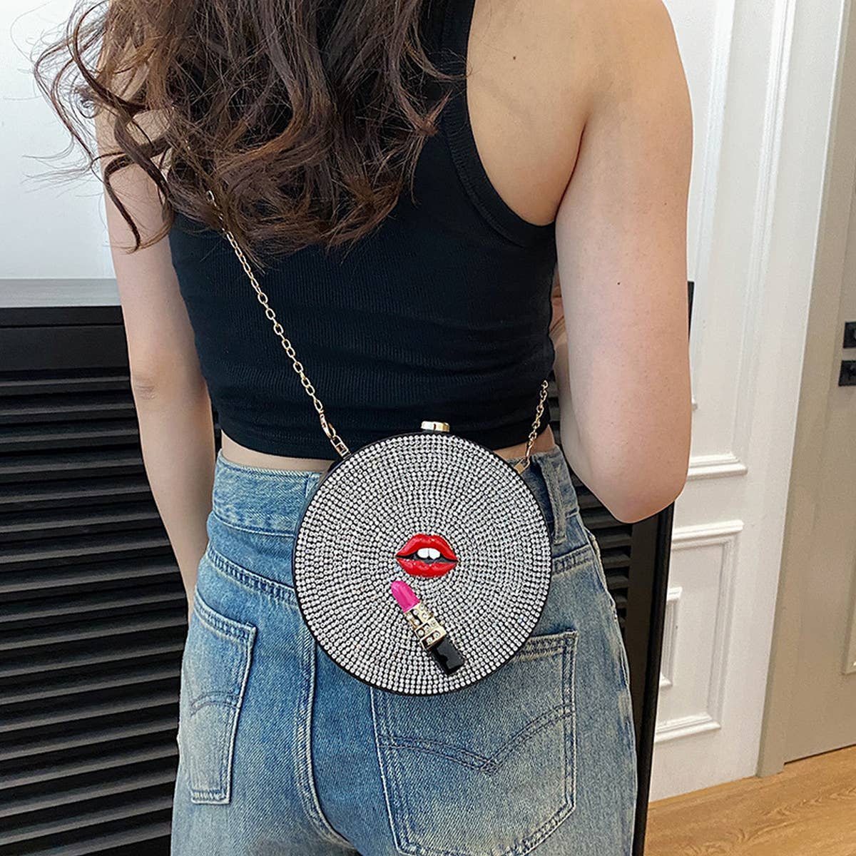 FASHION DIAMOND LIPSTICK CHAIN SHOULDER BAG_CWAB0994