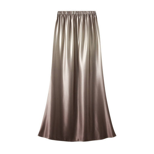 Satin High-Waist Fishtail Bodycon Midi Skirt