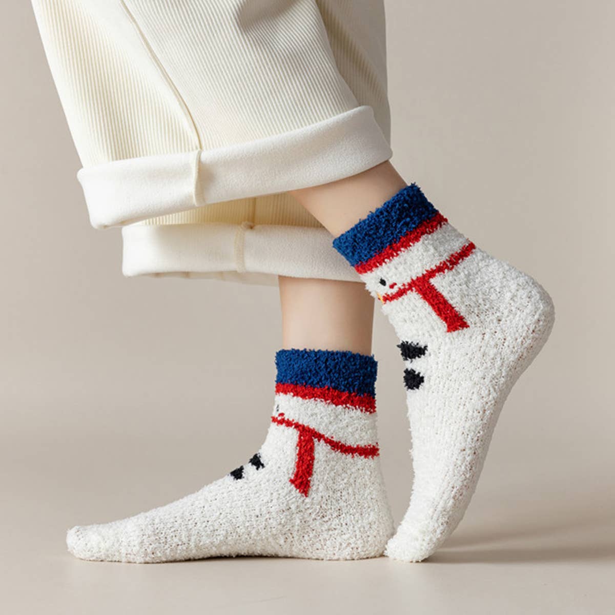 WOMEN CHRISTMAS WARM CORAL VELVET SOCKS