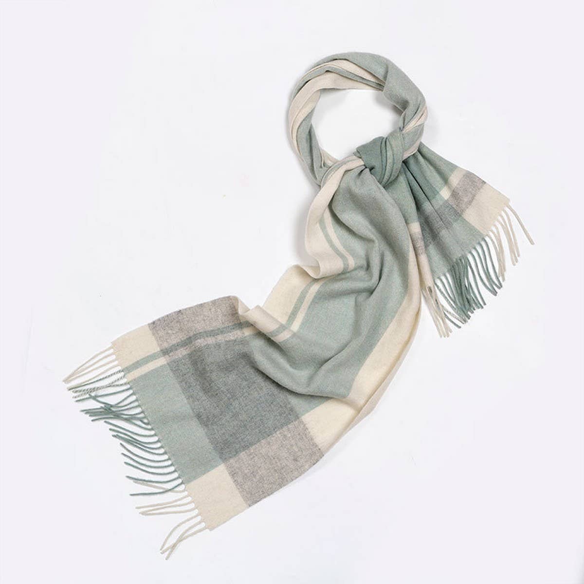 100% Wool Plaid Scarf Red Check Winter Warmth_CWASC2325