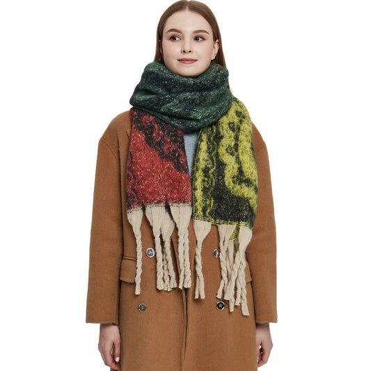 Paisley Jacquard Scarf ??Thick Fringe Winter Shawl_CWASC0857