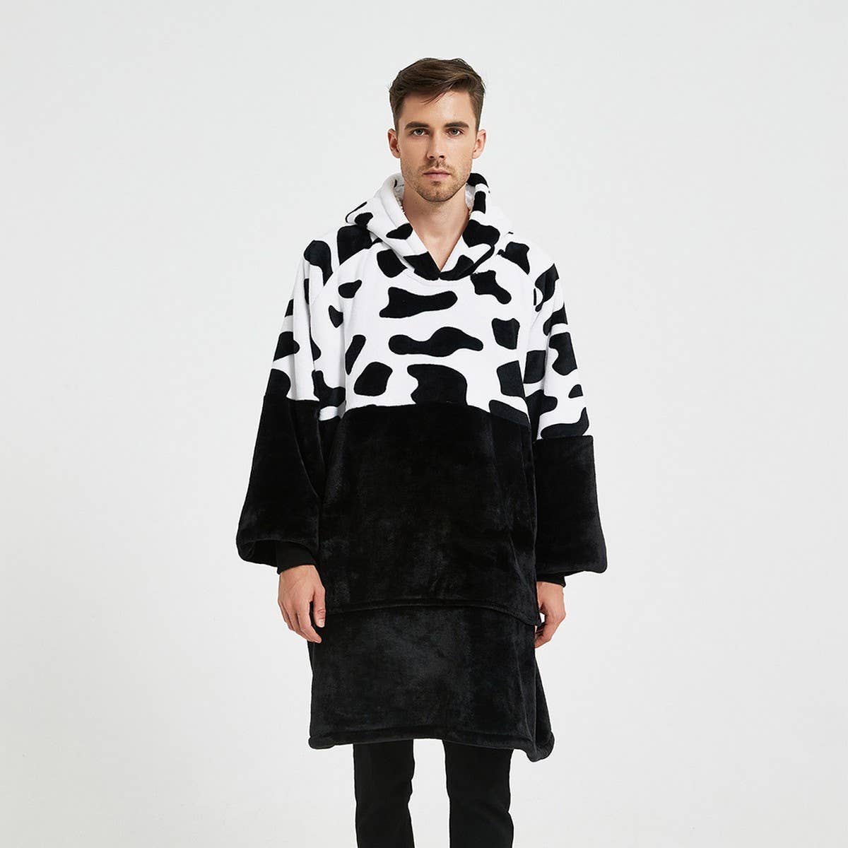 Leopard Sherpa Hoodie Blanket Pullover for Winter