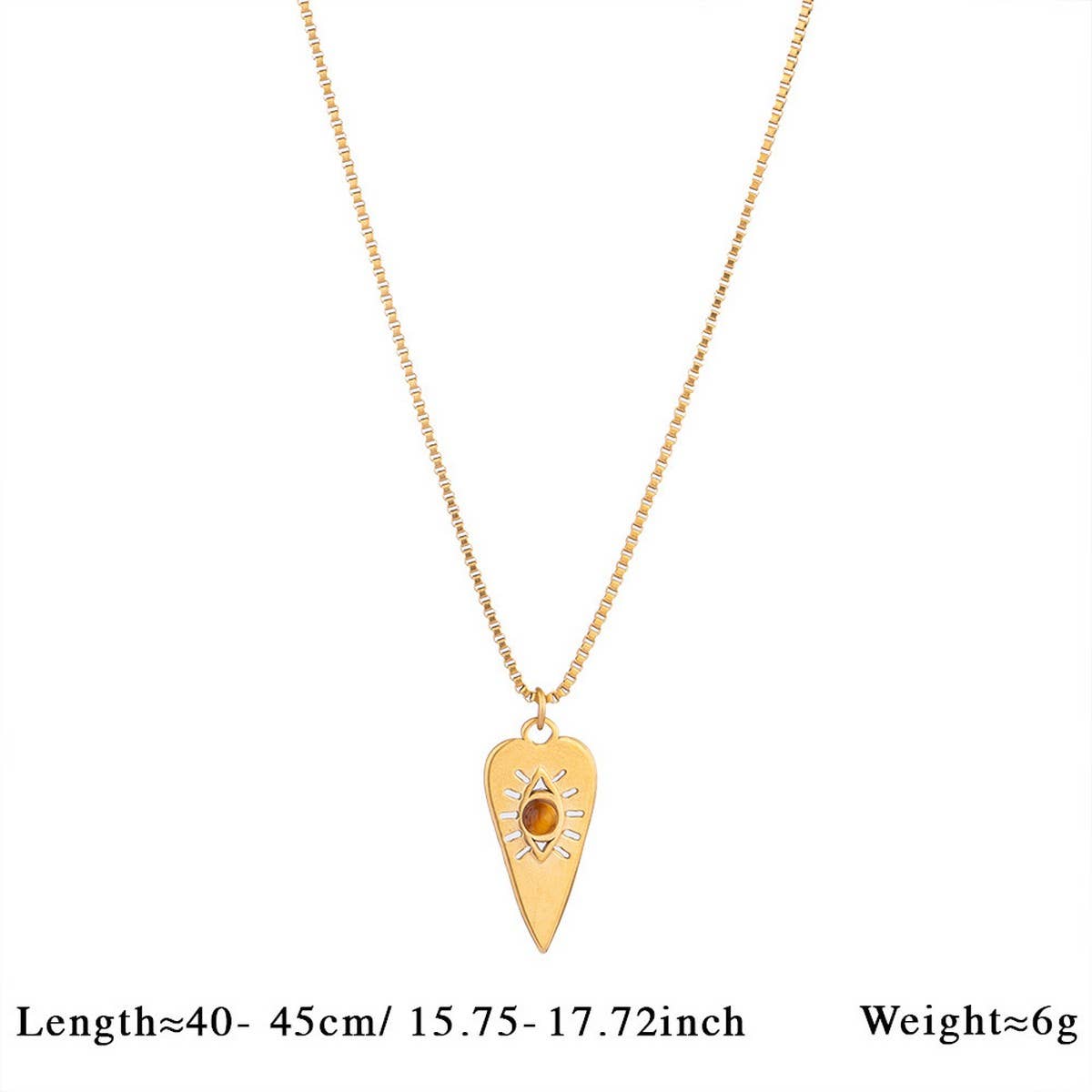 Vintage Stone Pendant Necklace Stainless Steel