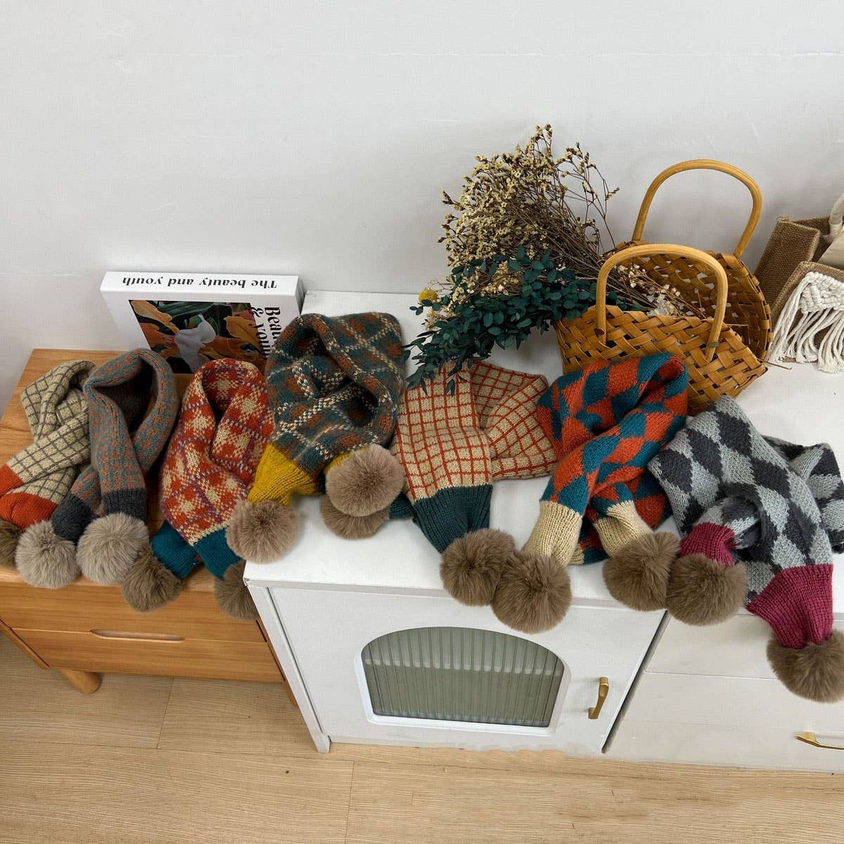 Knit Scarf,Cozy Winter Cross Neck Warmer for Kids