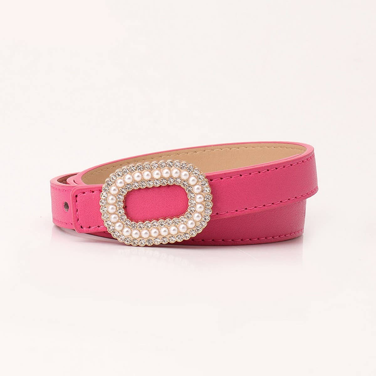 CLASSIC VINTAGE RHINESTONE PEARL BUCKLE BELT_CWABE0389