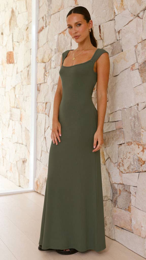 Sexy split halter long solid color slim-fit dress