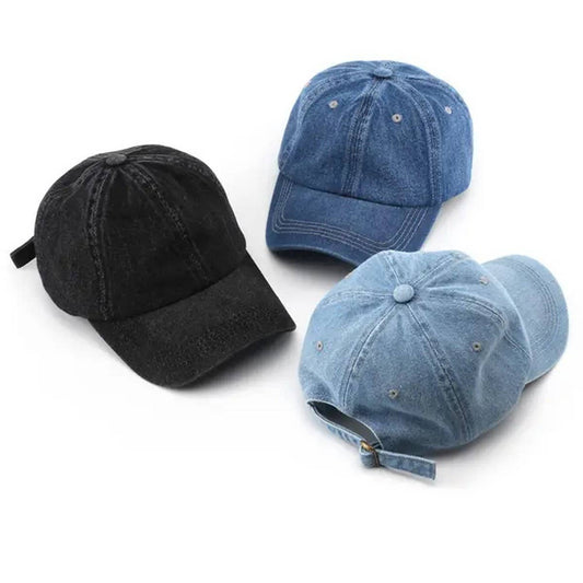 Minimalist Denim Baseball Cap for Couples_CWAH0505