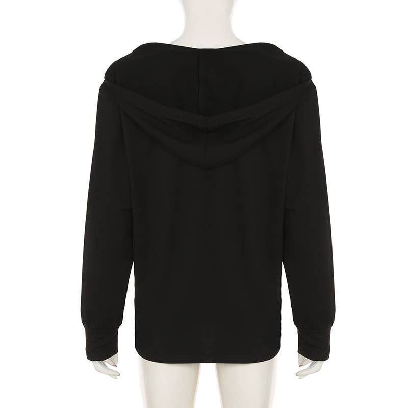 VINTAGE PRINT LOOSE PULLOVER LONG-SLEEVED HOODIE