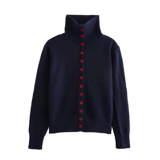 VERSATILE TURTLENECK SINGLE-BREASTED SWEATER