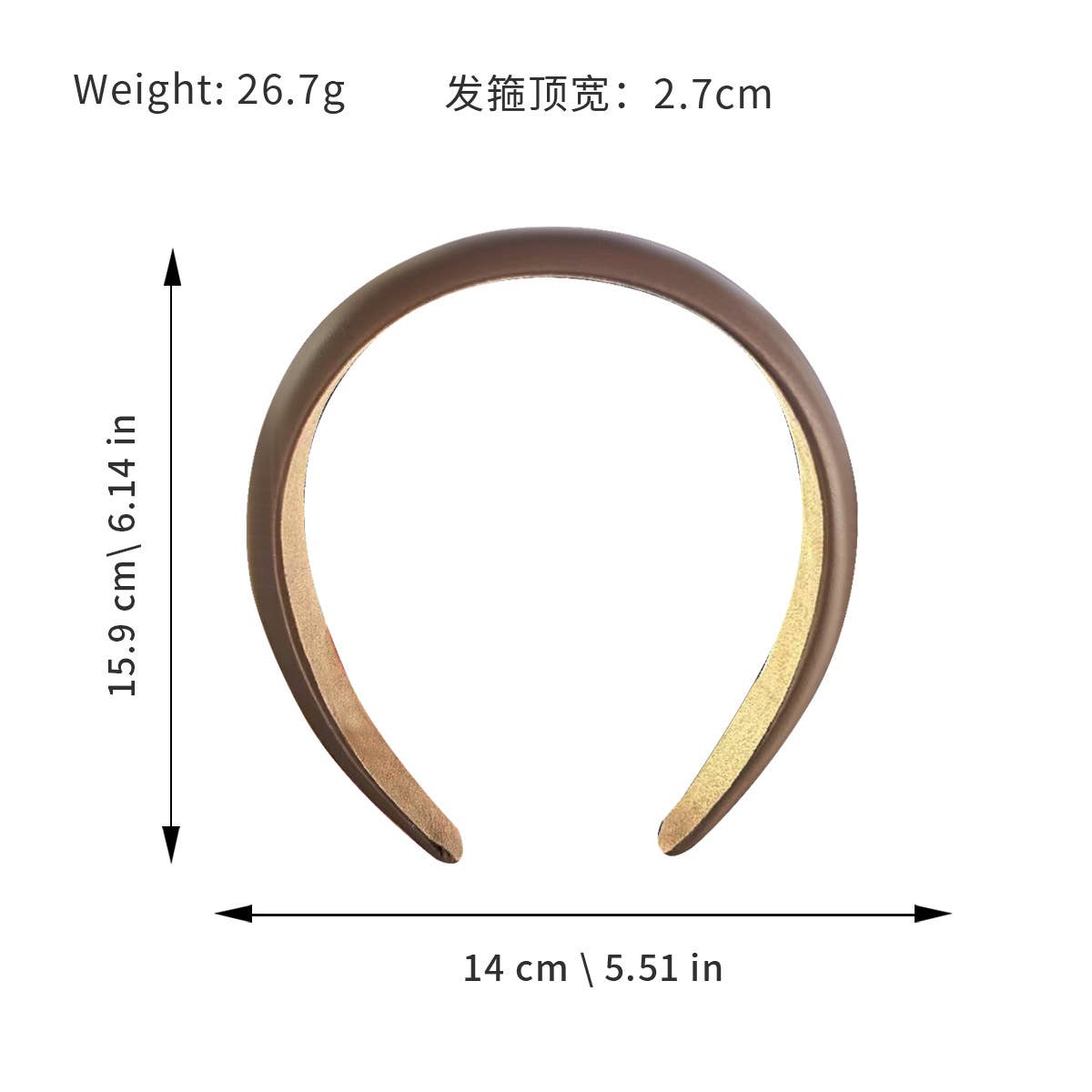 Solid wide-sided sponge high cranial top hairband