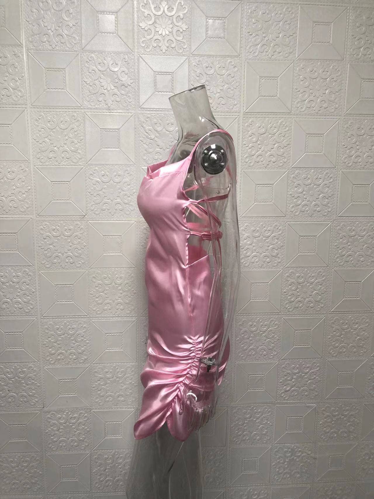 Sexy Sleeveless Tie-Back Solid Color Dress