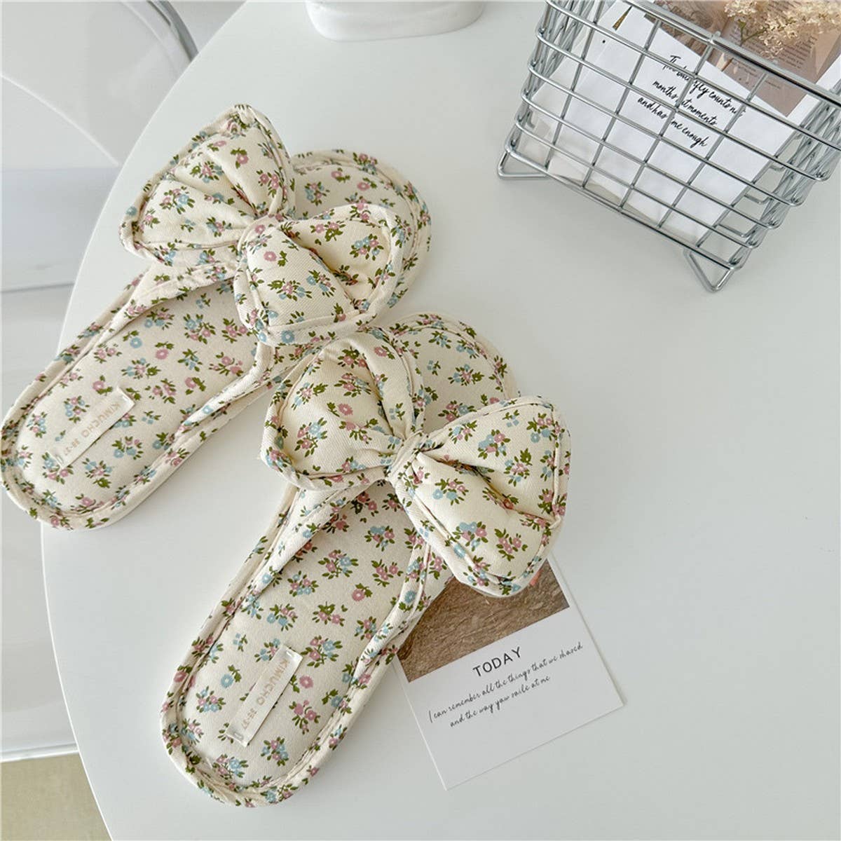 SMALL FLORAL BOW WATERPROOF THICK-SOLED SLIPPERS_CWMM2967