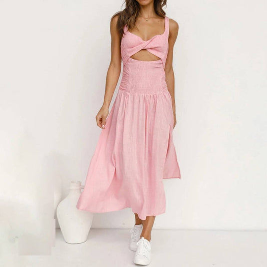 Slit at the waist fashion waist-cinching dress