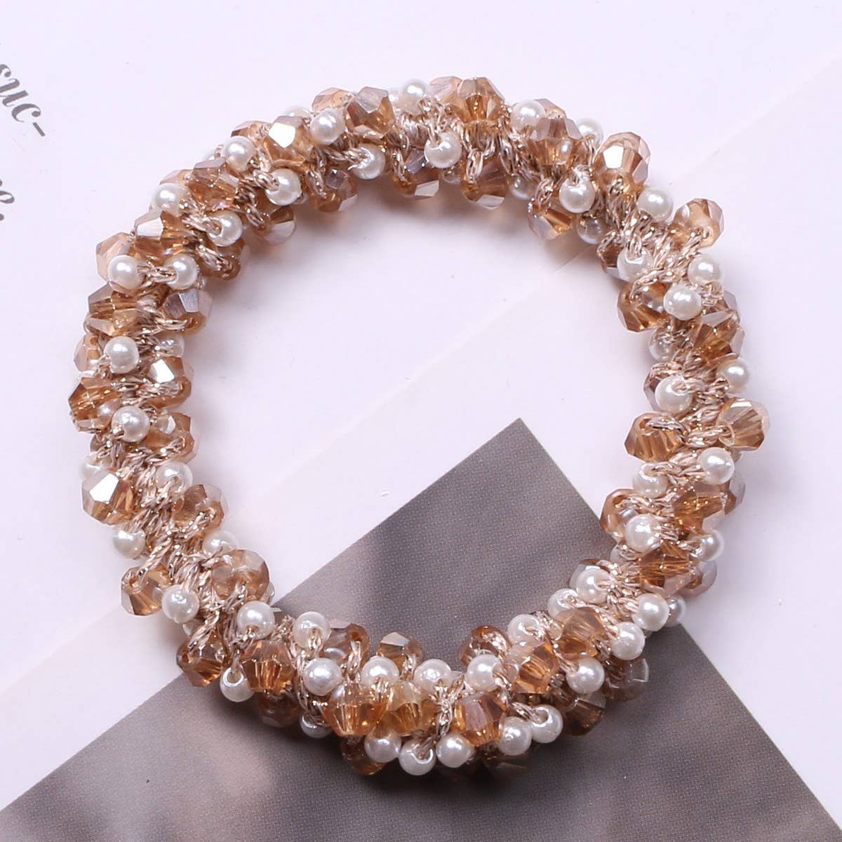 Minimalist Pearl Crystal Hair Tie Stylish Ponytail