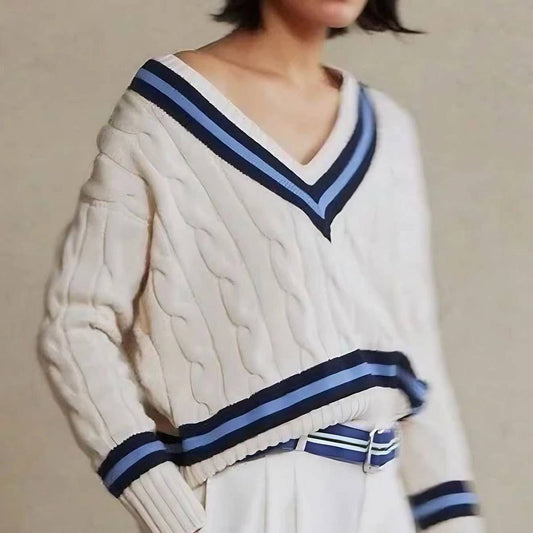 SLOUCHY STREET TWIST V-NECK SWEATER KNIT