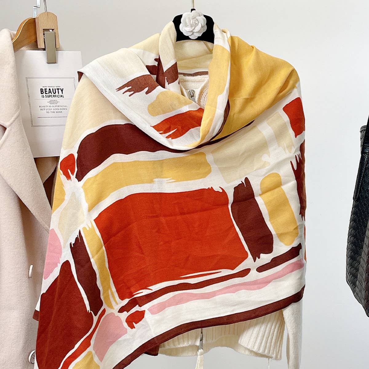Cartoon Color Block Scarf ??Soft Faux Wool Shawl_CWASC0897