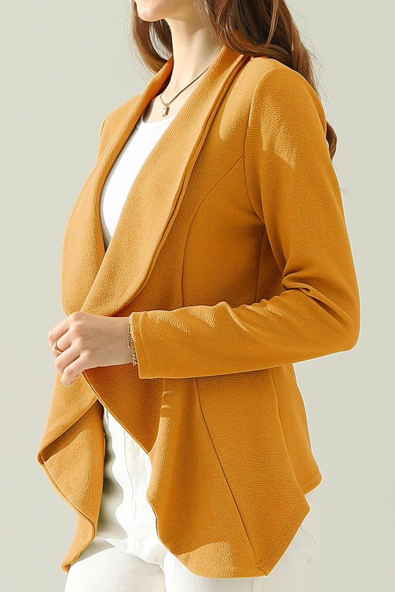 CWOBL090_Casual Work Long Sleeve Open Front Blazer