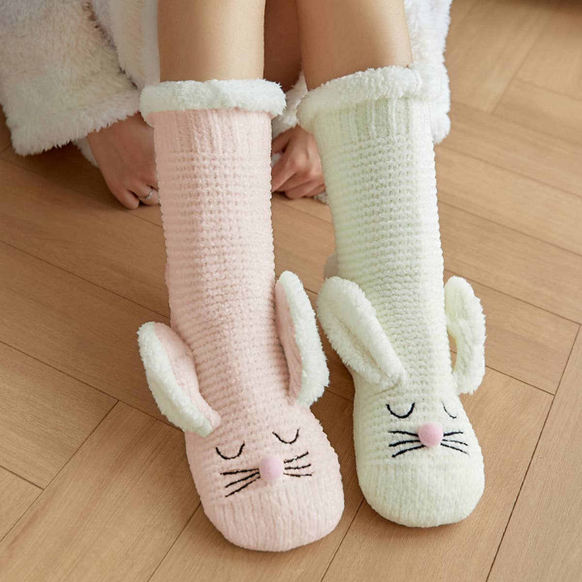 HOME RABBIT EARS WARM PLUSH INDOOR SLIPPERS