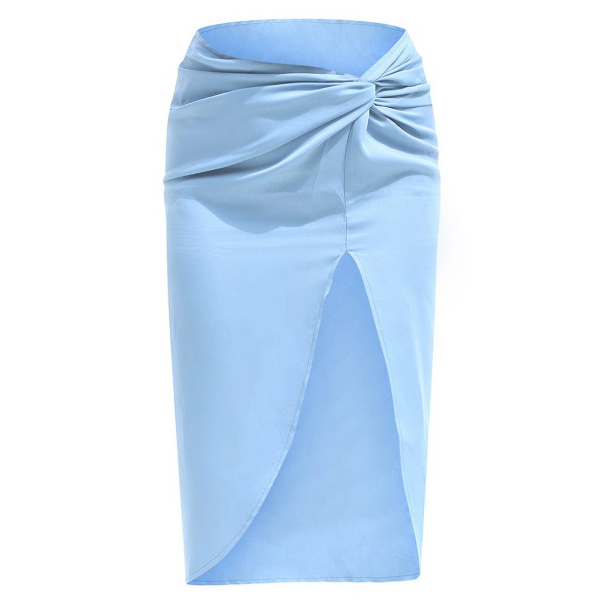 IRREGULAR SOLID COLOR SATIN HIP-LENGTH SKIRT