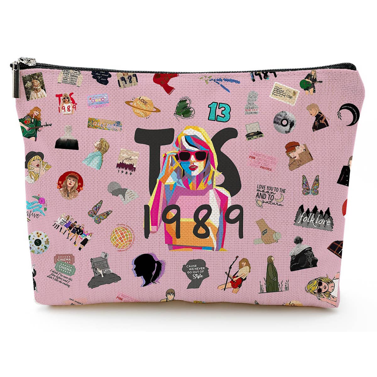 PINK LETTER DOUBLE-SIDED PRINTED COSMETIC BAG_CWAB2247