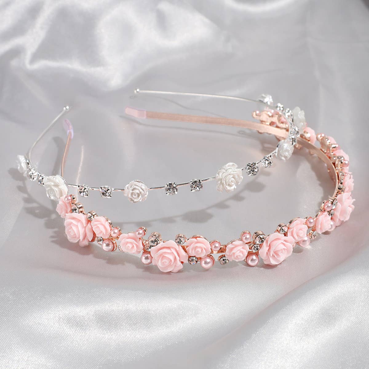 IMITATION PEARL RHINESTONE ROSE HEADBAND