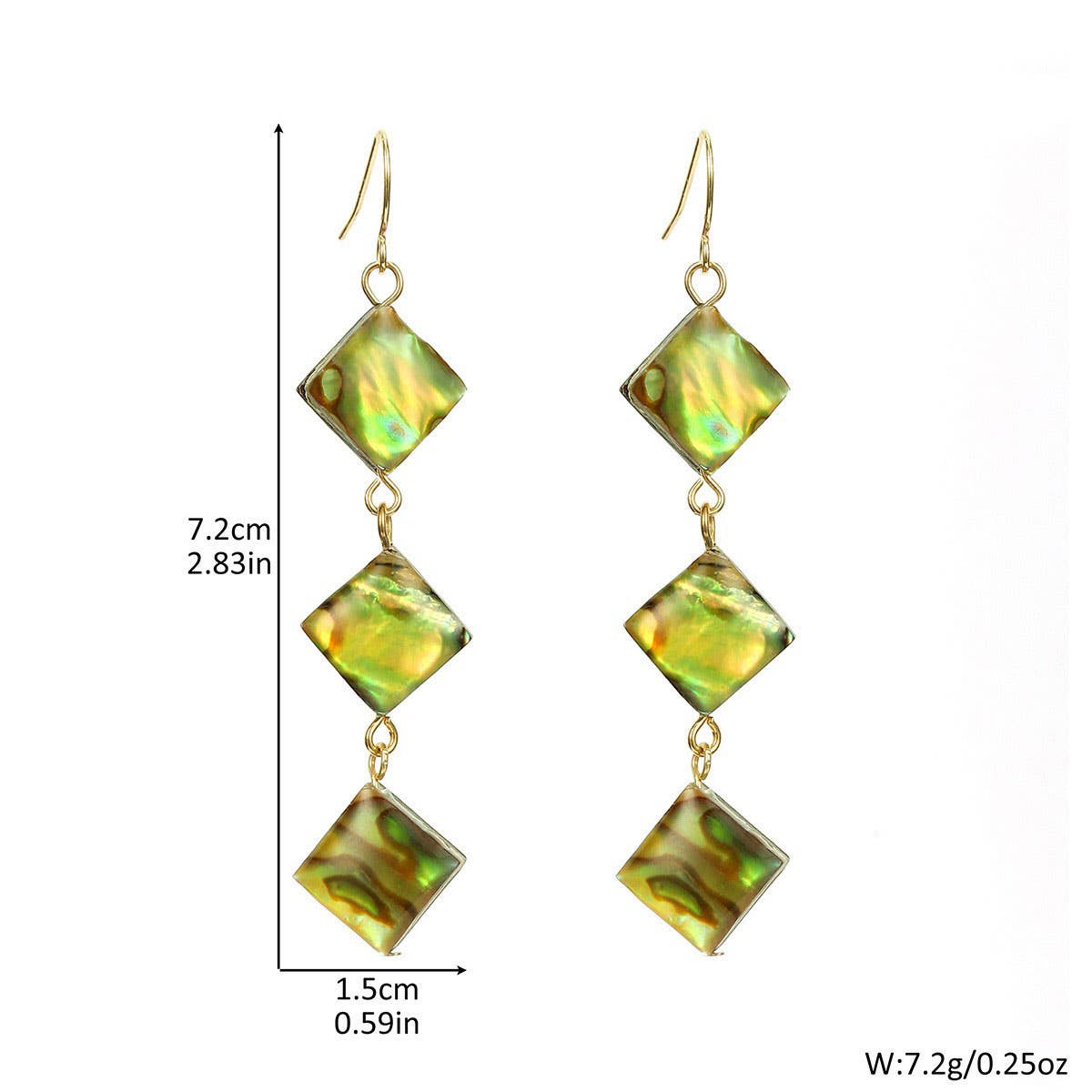 FASHIONABLE ABALONE DIAMOND TASSEL EARRINGS_CWMM4341