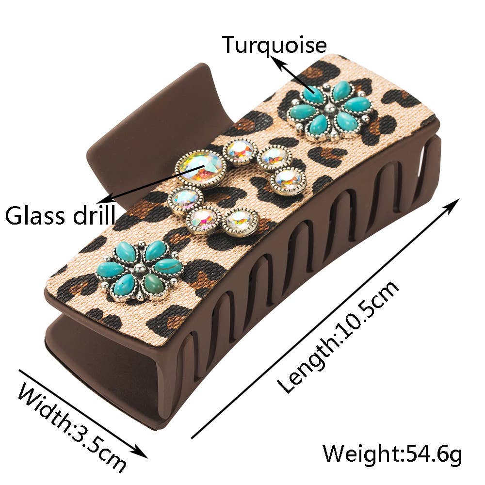 Antique Silver Turquoise Western Hair Claw_CWAHA1766