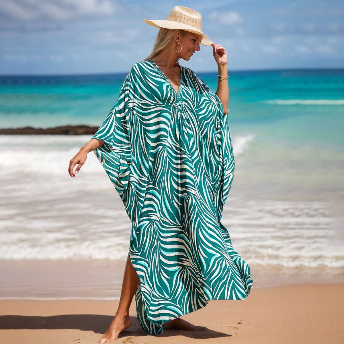 Rayon Beach Cover-Up with Handwoven Chest Detail_CWMM6157