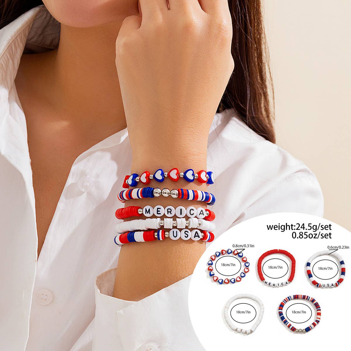 NEW FLAG CONTRAST COLOR BEADED BRACELET