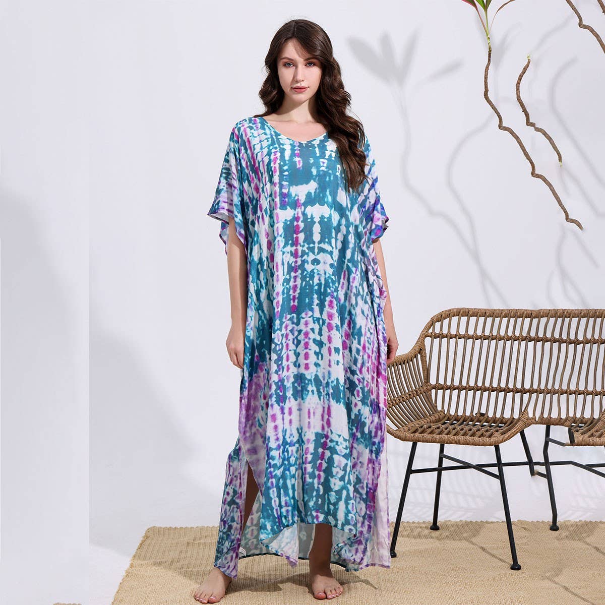 Tie-Dye Cotton Blend Beach Cover-Up Robe