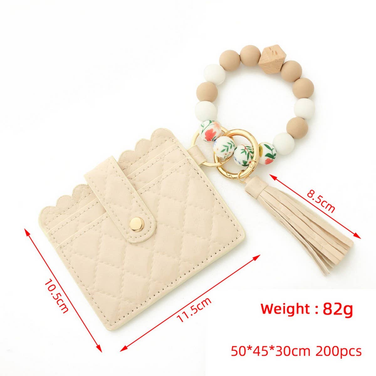 SILICONE BEAD TASSEL BRACELET KEYCHAIN CARD BAG