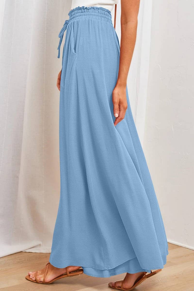 CWBLP0710_CASUAL ELASTIC WAIST WIDE LEG PANTS