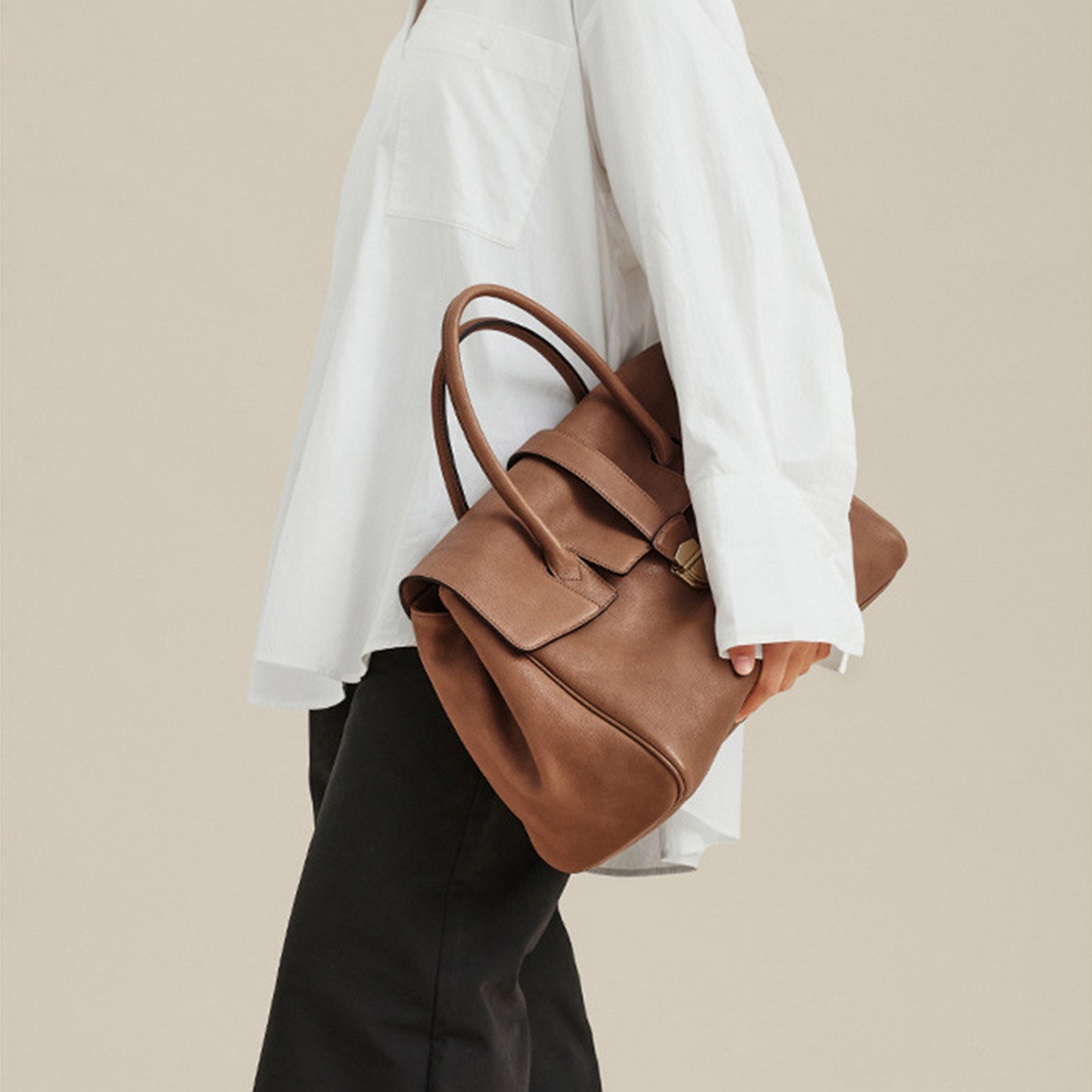 Ladies¡¯ Leather Briefcase ? Vintage Tote Style_CWAB5320