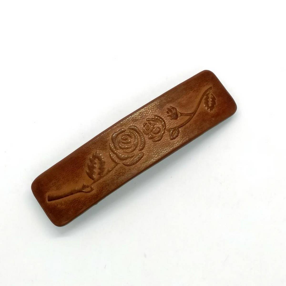 Rose Totem Carved Painted Faux Leather Hair Clip
