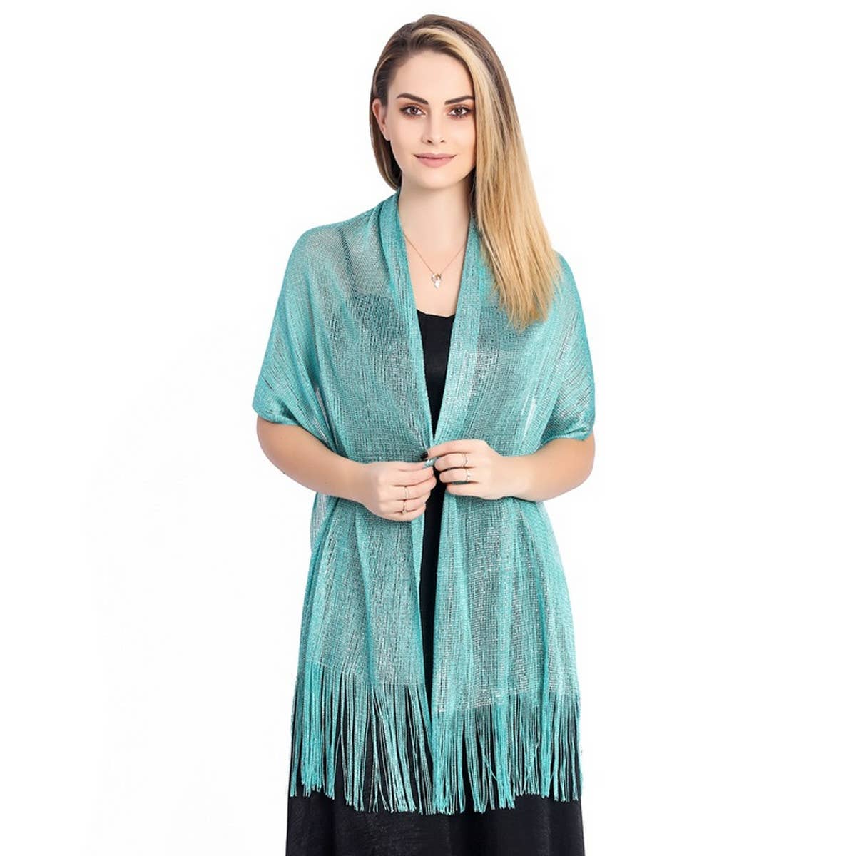 FASHIONABLE GOLD AND SILVER SILK SHAWL