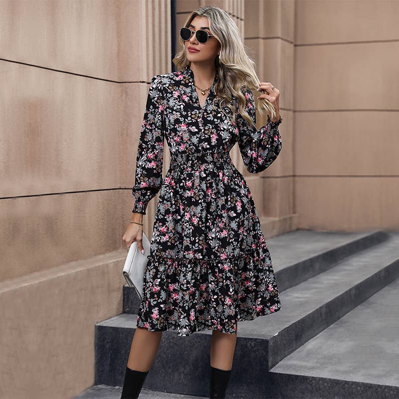 Long sleeve floral dress