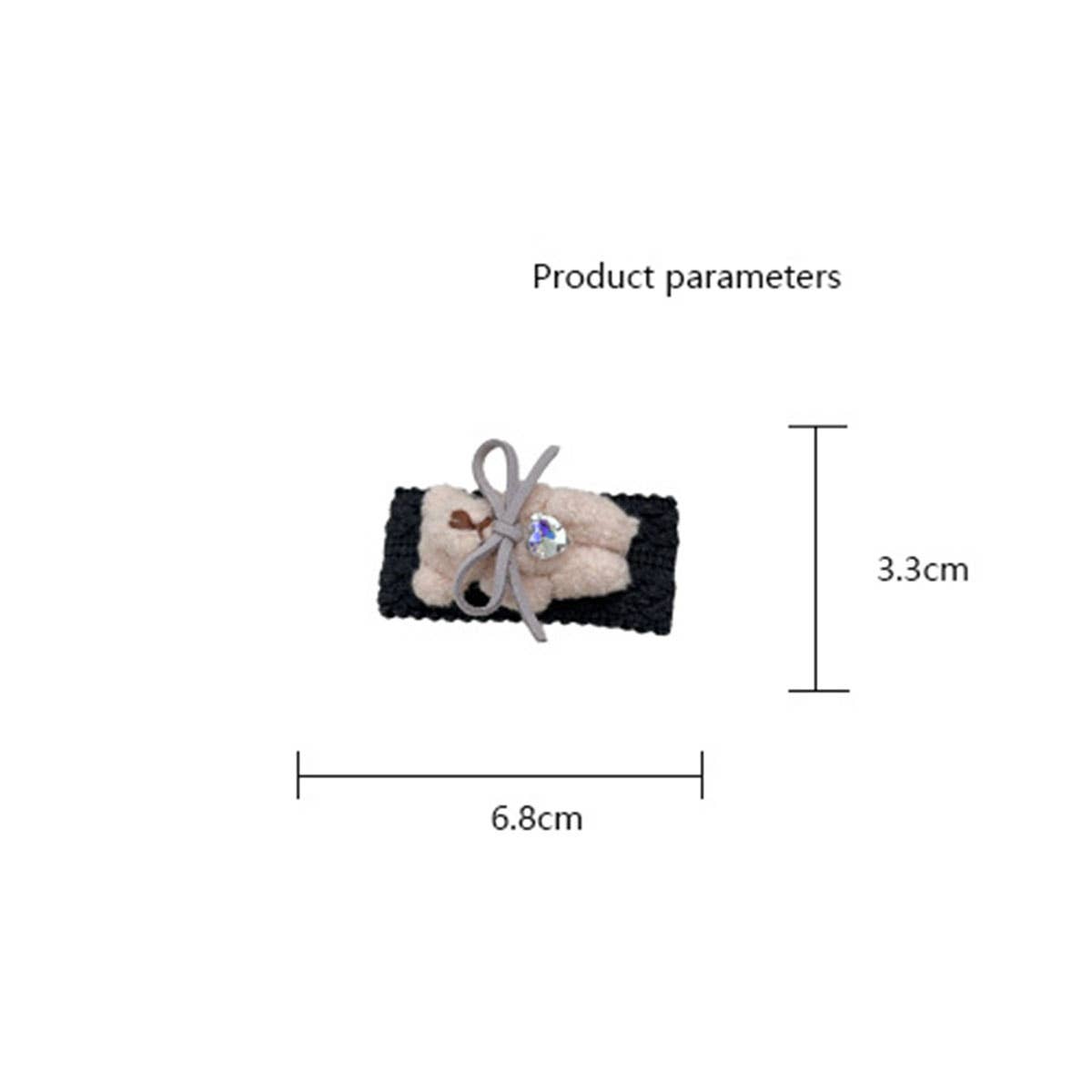 Bear bow hair accessories wool braided square clip