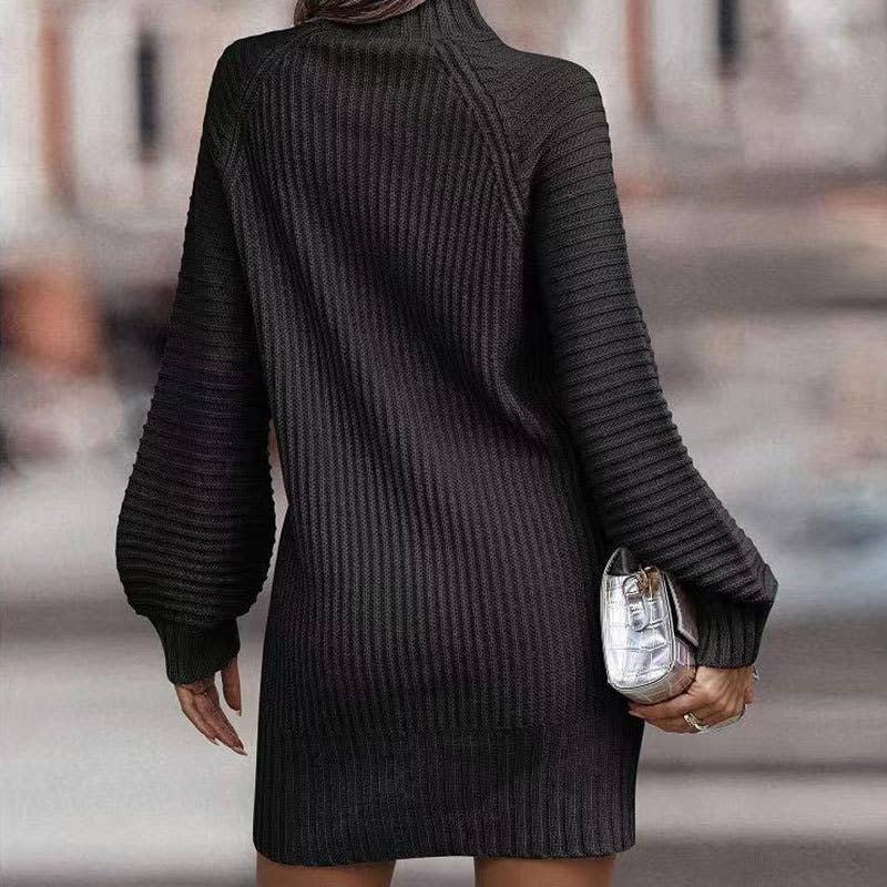 TURTLENECK SWEATER WOMEN LONG-SLEEVED KNIT DRESS
