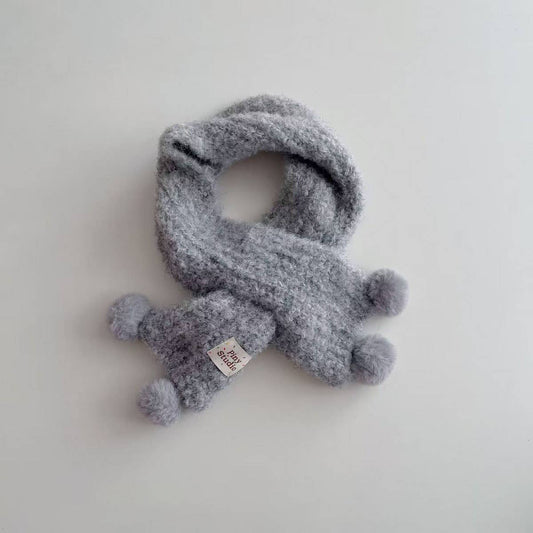 Cute Pom Pom Knit Scarf ?Neck Warmer for Kids