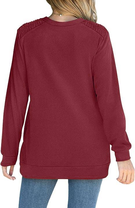 Solid-color pocket long-sleeved loose hoodie